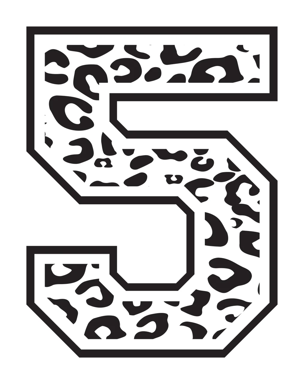 Black Varsity Half Font Leopard Character 28 print animal cheetah