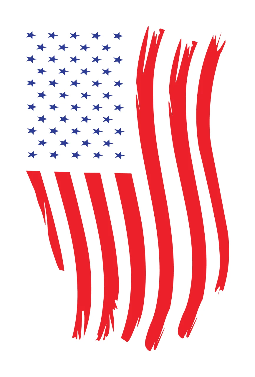 Flag Distressed Stars And Stripes Waving brush strokes black