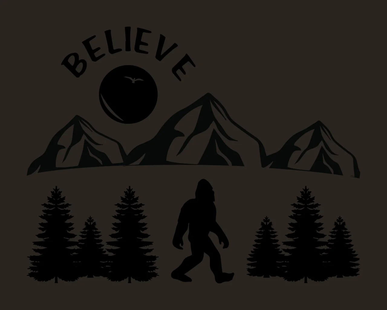 Believe Text With Creature And Mountains walking sun mountain contrast preview thumbnail