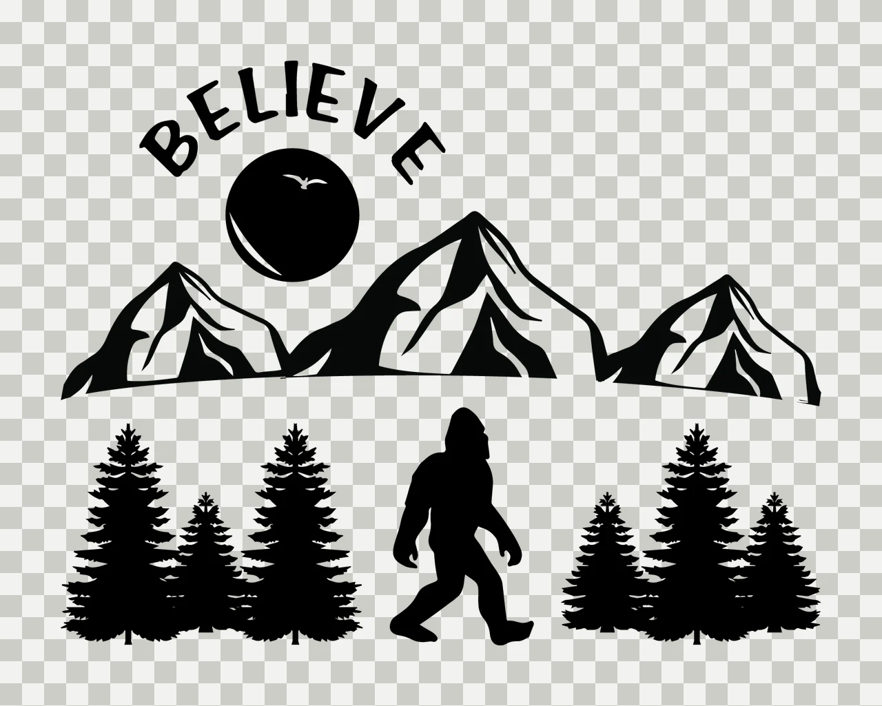 Believe Text With Creature And Mountains walking sun mountain transparency and detail preview thumbnail