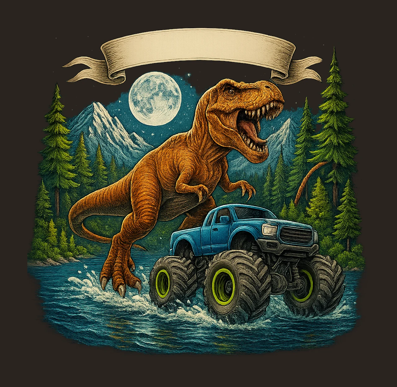 Dinosaur Monster Truck Tumbler Wrap Kids Sippy Cup Design contrast preview thumbnail