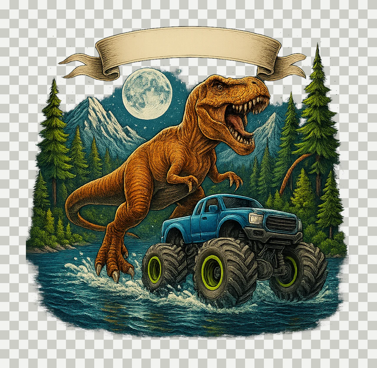 Dinosaur Monster Truck Tumbler Wrap Kids Sippy Cup Design transparency and detail preview thumbnail
