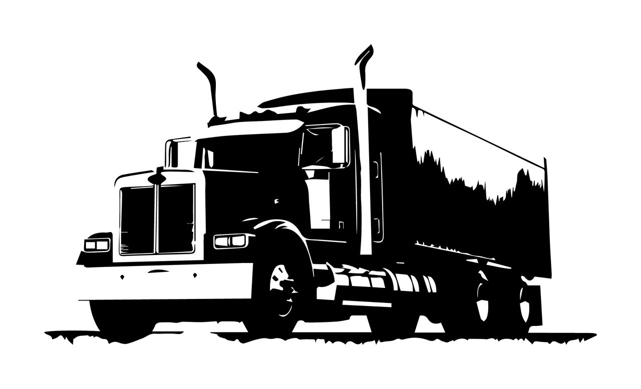 Semi Truck Silhouette Side View Of Heavy stationary exhaust pipes