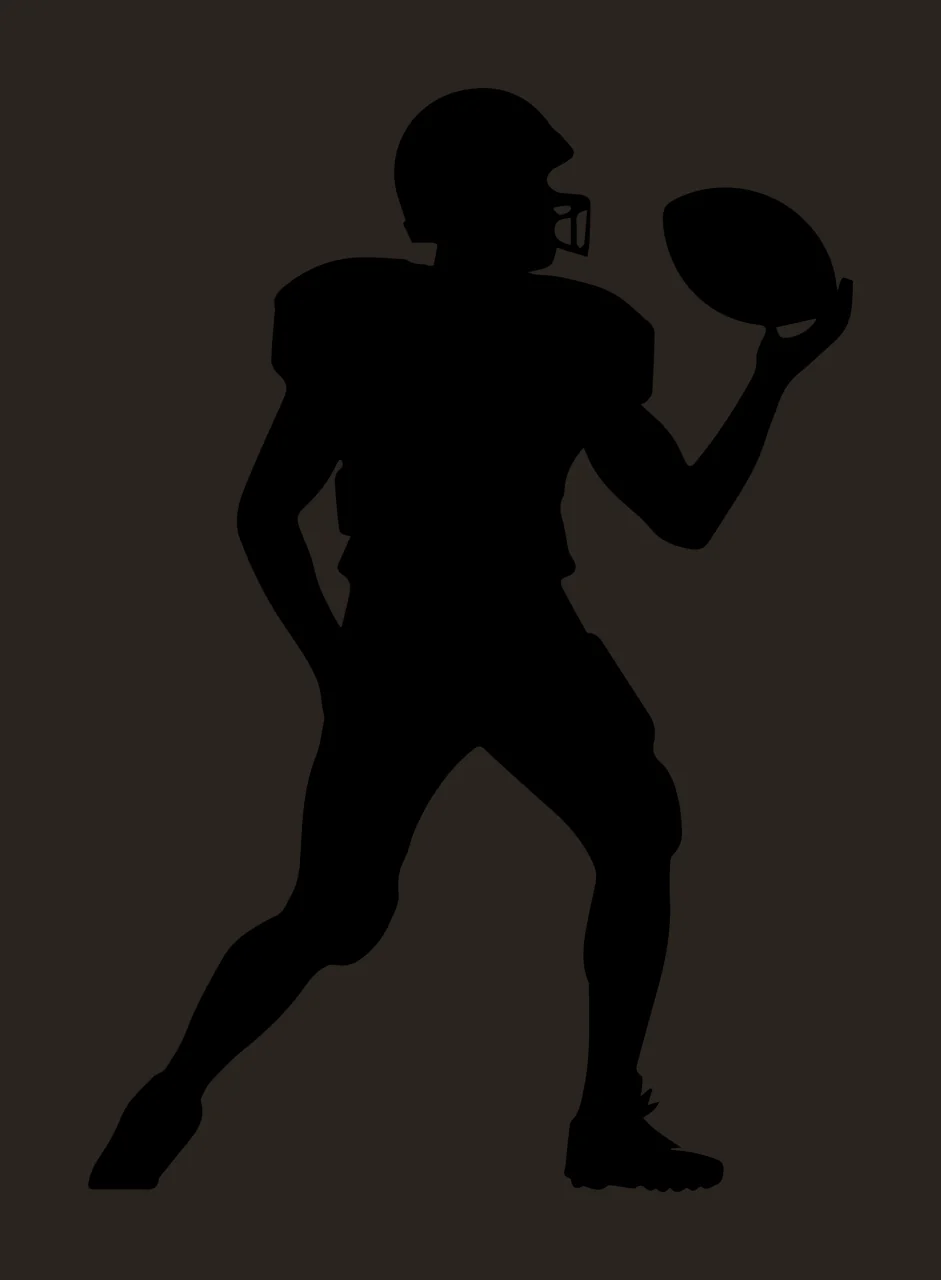 Football Player Black Silhouette Of An American Holding ball contrast preview thumbnail