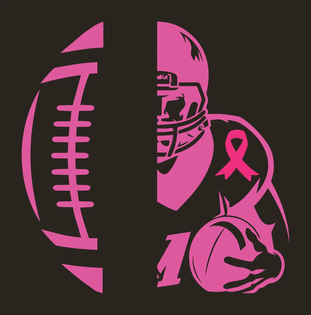 Football Player With Ball And Ribbon holding line art black contrast preview thumbnail