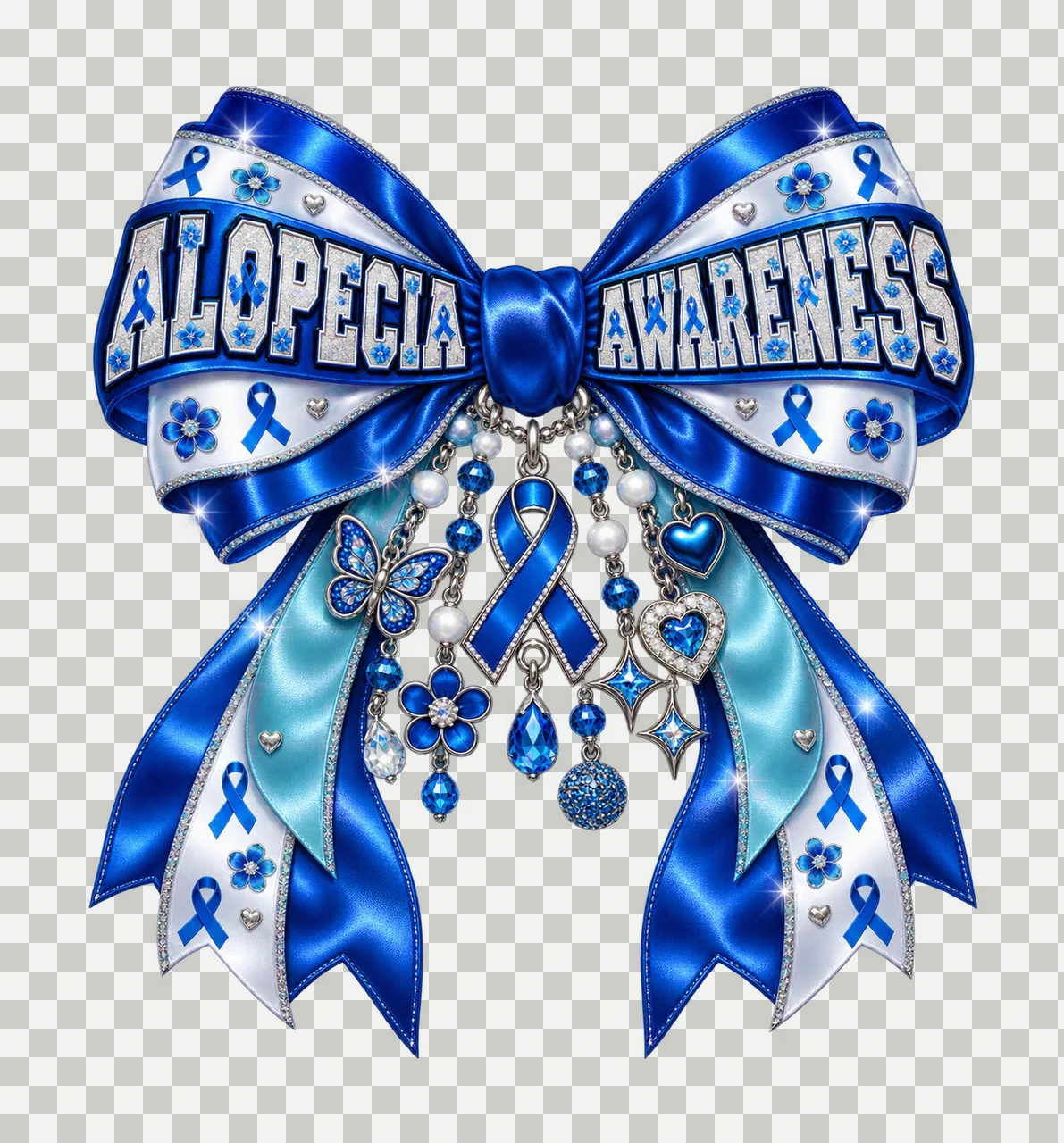 Alopecia Awareness Bow Charm PNG, Coquette Ribbon Sublimation, Transparent Digital Download transparency and detail preview thumbnail