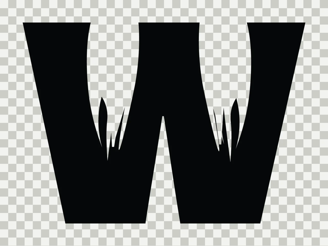 Space W Letter With Negative Claws transparency and detail preview thumbnail