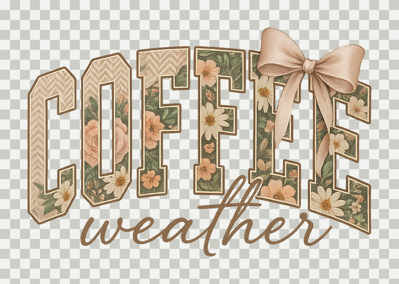 Coffee for Sublimation Coffee Weather Design Floral Coffee transparency and detail preview thumbnail