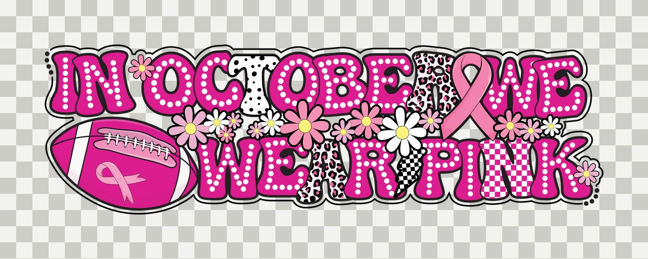 In October We Wear Pink Bubble Font display oval flowers black transparency and detail preview thumbnail