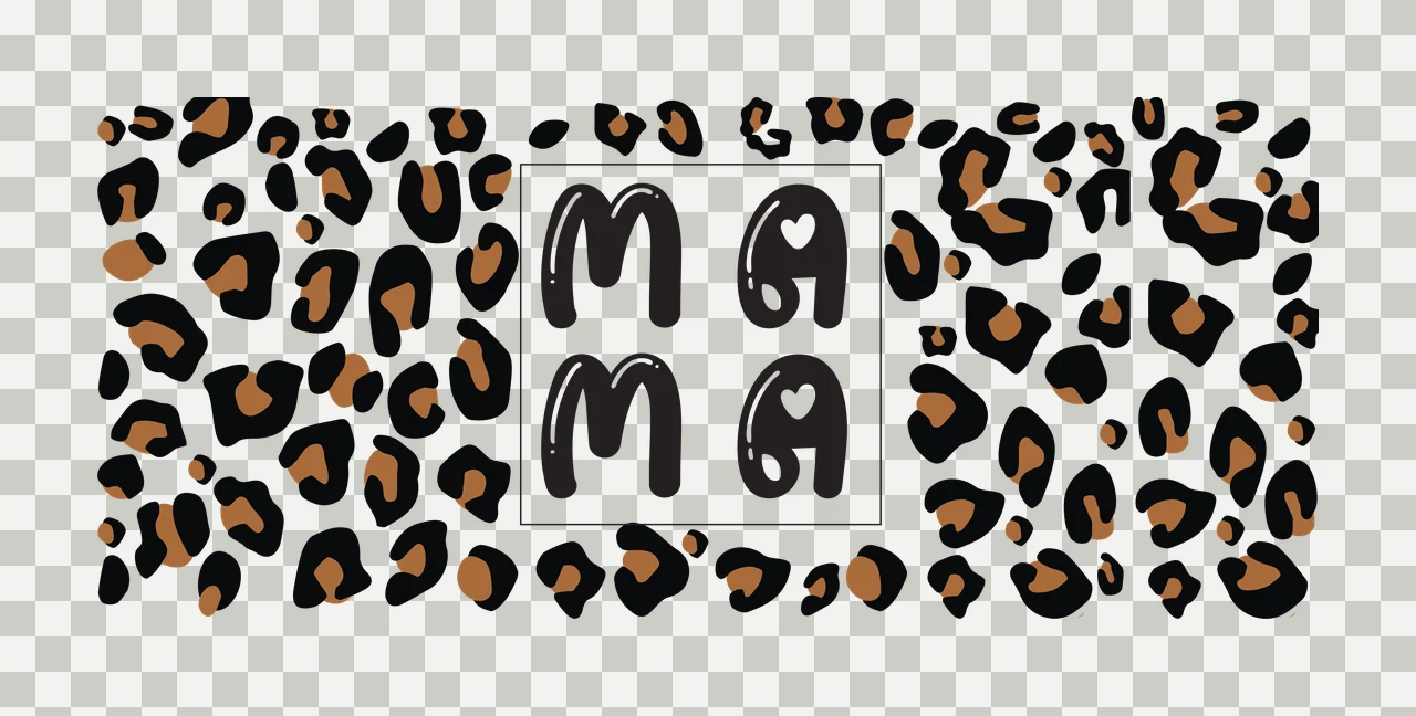 Can Glass Wrap Mama Text On Leopard Print layered black white transparency and detail preview thumbnail