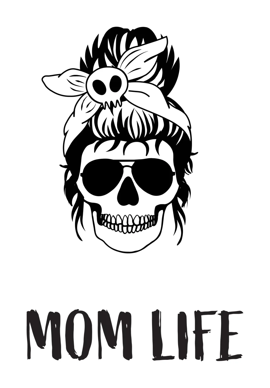 Keychain Mom Life Text With Skull Illustration glasses headband