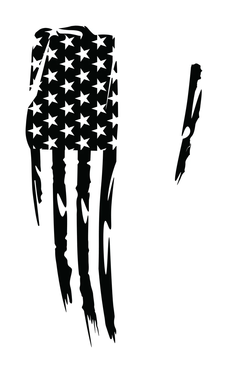 Flag Vertical Ripped Silhouette With Stars hanging stripes
