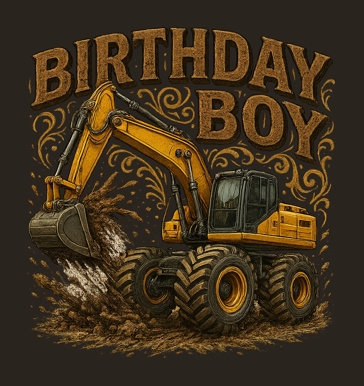 Birthday Boy Excavator Sublimation Construction Crew Design contrast preview thumbnail