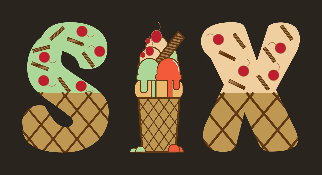 Ice Cream Six Typography With Cone counting black white number contrast preview thumbnail