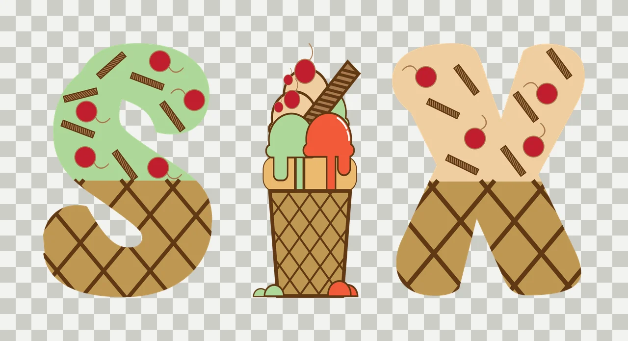 Ice Cream Six Typography With Cone counting black white number transparency and detail preview thumbnail