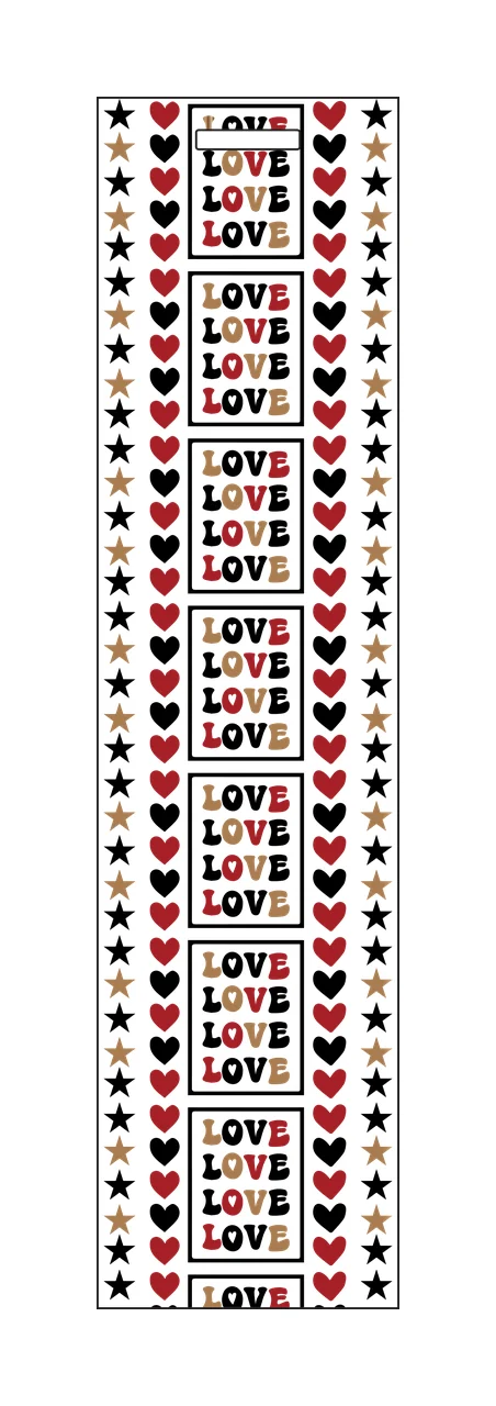 Love Vertical Strip Of Repeating Text word star heart black