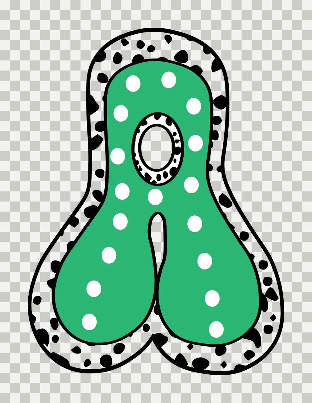 Dalmatian Dots Font Race Doodle Character 36 racing checkered flag transparency and detail preview thumbnail