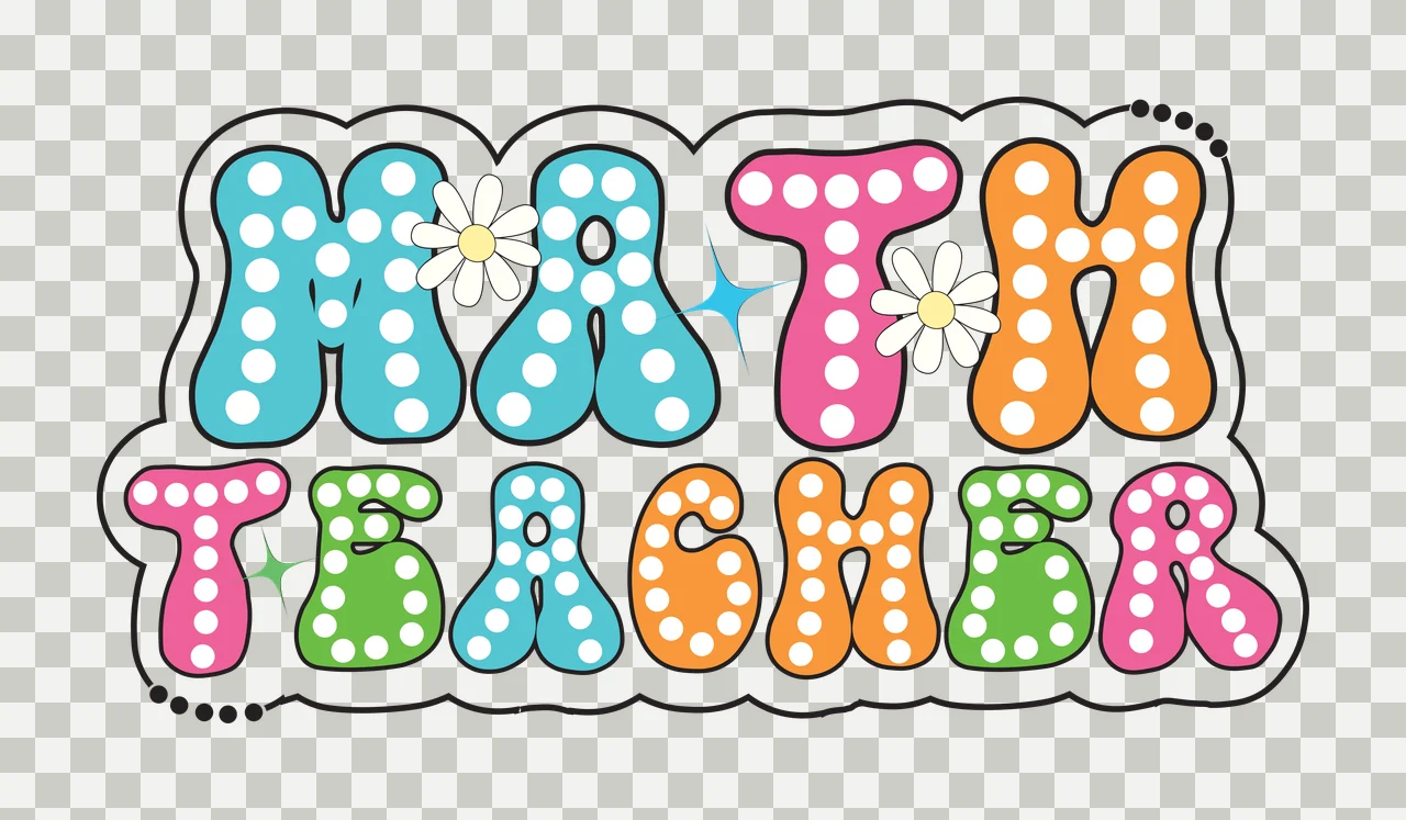 Math Teacher Bubble Font Text star flower cartoon black white transparency and detail preview thumbnail