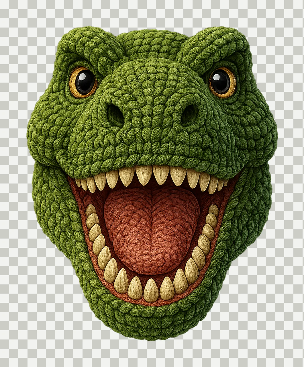 Faux Yarn Rex Dinosaur Crochet Style Dino Design Kids Shirt transparency and detail preview thumbnail