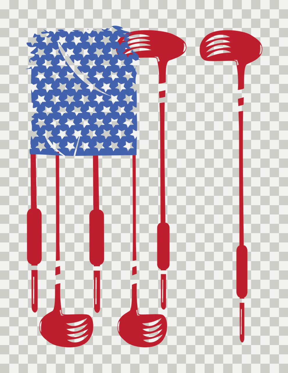 Golf Flag Graphic Made Of Stars And Club clubs black white transparency and detail preview thumbnail