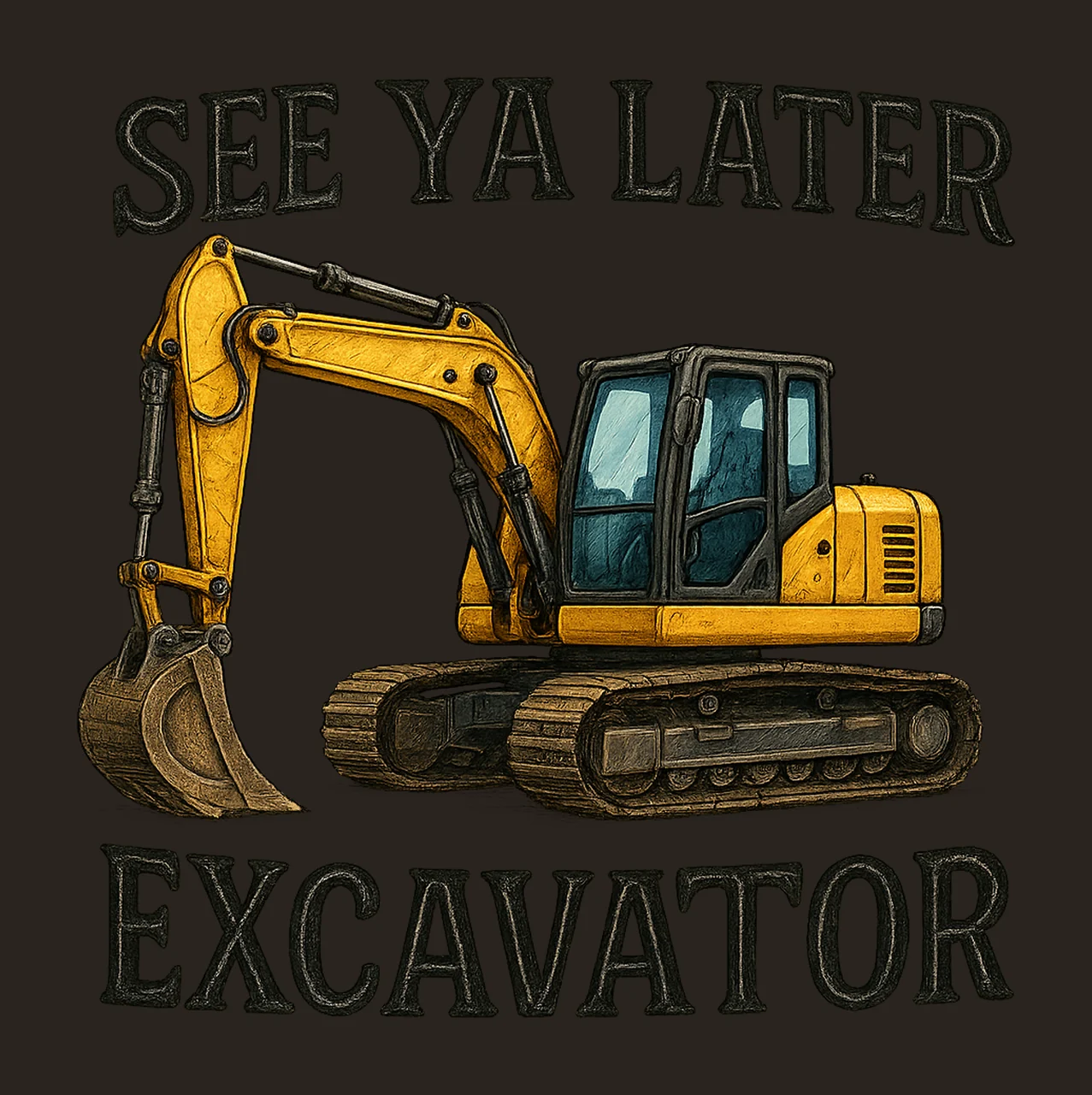 See Ya Later Excavator Kids Construction Design Toolbox contrast preview thumbnail
