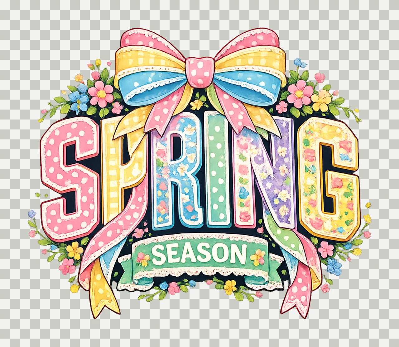 Spring Vibes Grandmillennial Floral Design art styl transparency and detail preview thumbnail