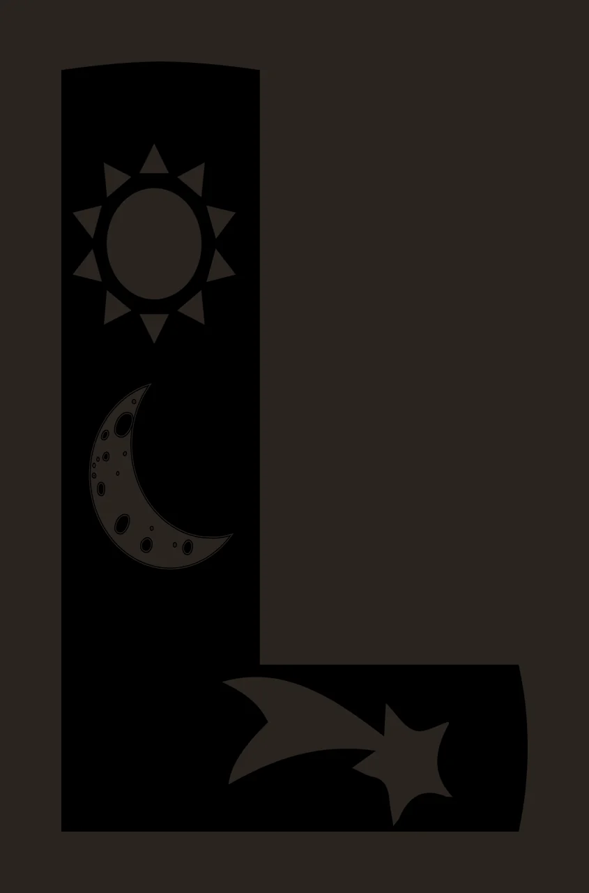 L Letter With Sun And Moon In Black contrast preview thumbnail