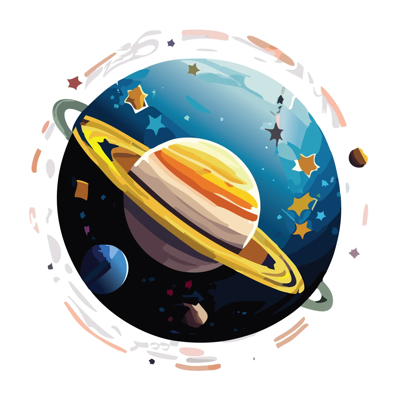Space Saturn Planet Within Circular Frame orbital ring stars