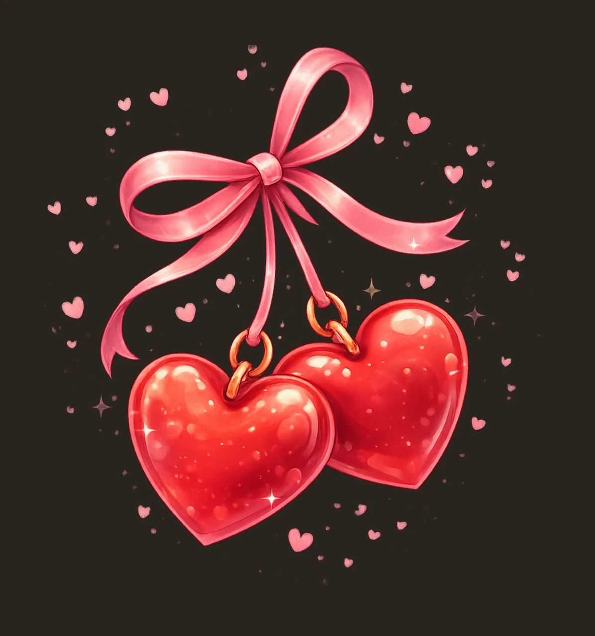 Valentines Day Cherries Hearts Bows Coquette Variation B contrast preview thumbnail
