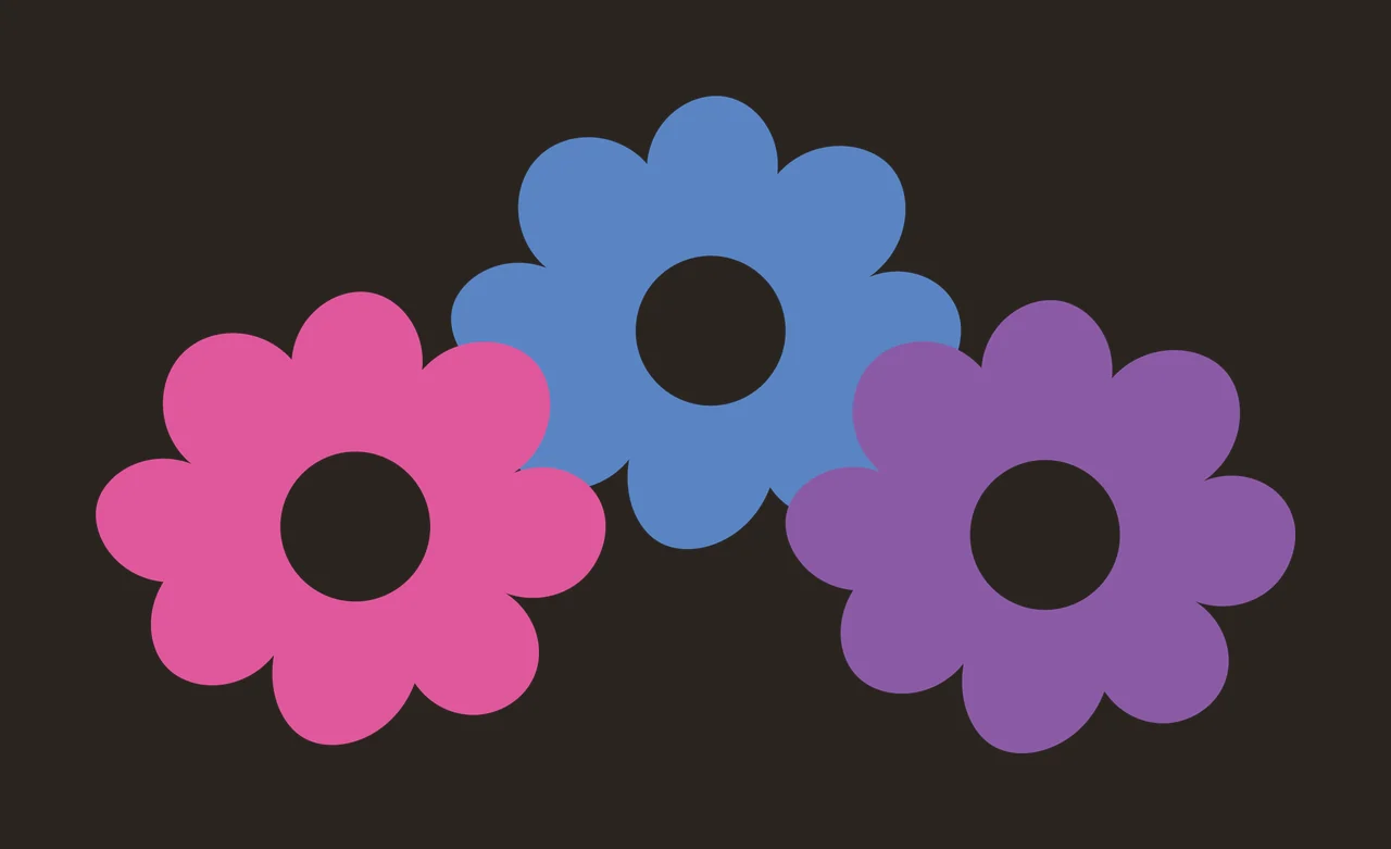 Three Black Flower Silhouettes Arranged In An Upward Flowers contrast preview thumbnail