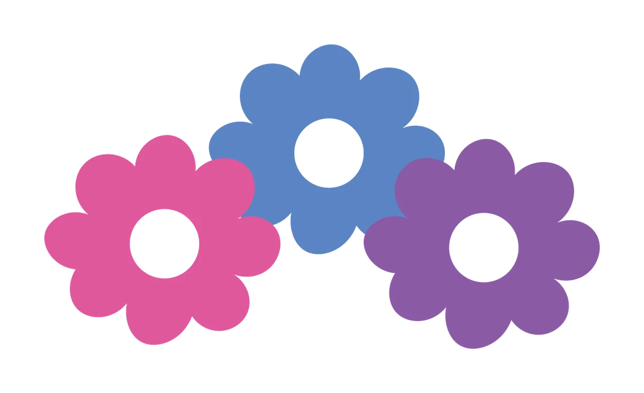 Three Black Flower Silhouettes Arranged In An Upward Flowers