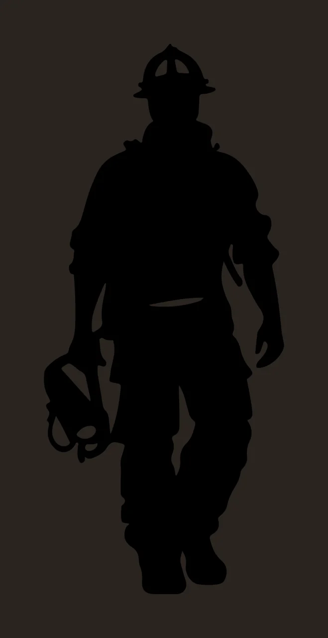 Black Silhouette Of Standing Rescue Worker person in gear helmet contrast preview thumbnail