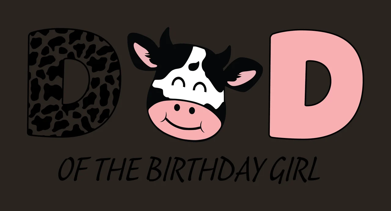 Dod Of The Birthday Girl Text typography celebrating cow silhouette contrast preview thumbnail