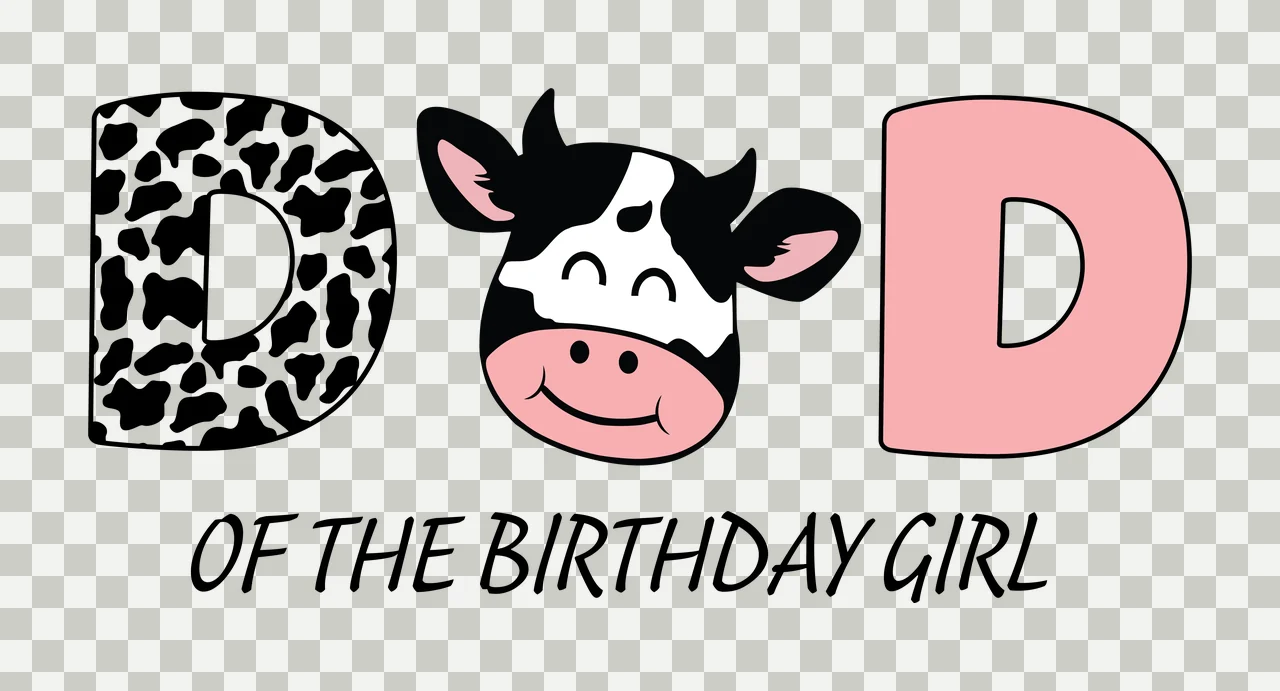 Dod Of The Birthday Girl Text typography celebrating cow silhouette transparency and detail preview thumbnail