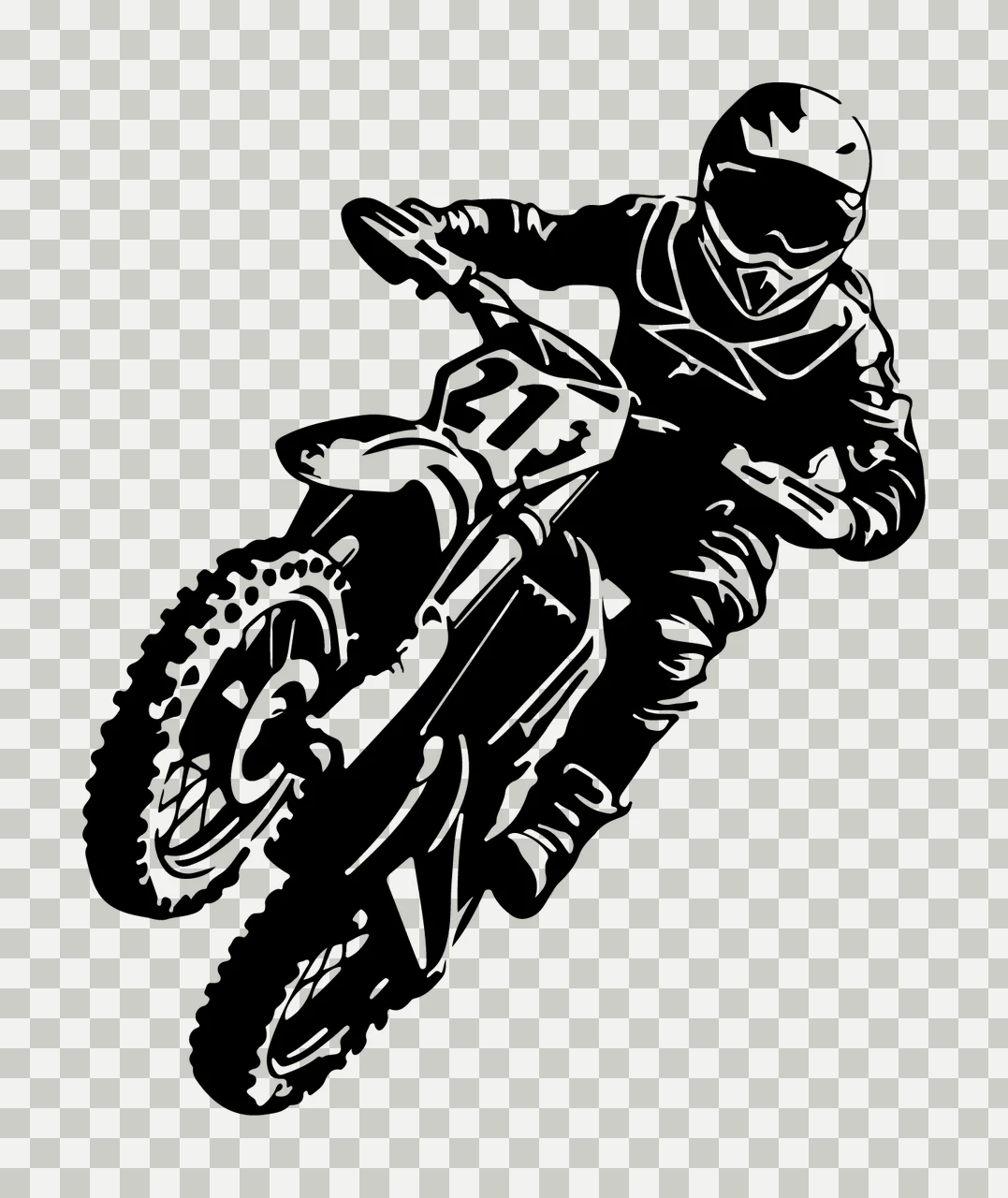 Motocross 21 Rider On Dirt Bike Airborne motorcycle helmet transparency and detail preview thumbnail