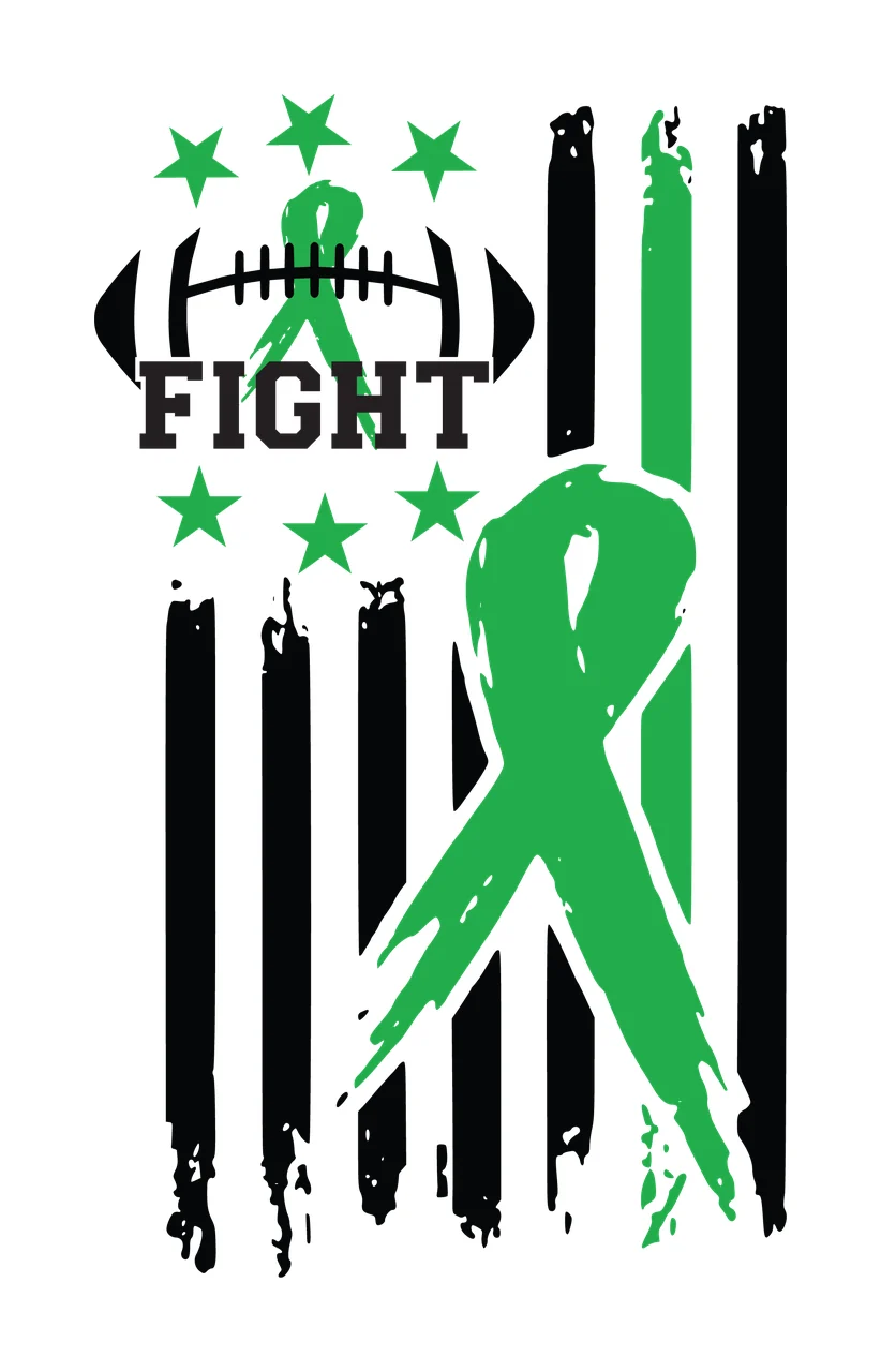 Awareness Ribbon With Football Graphic representing stars flag