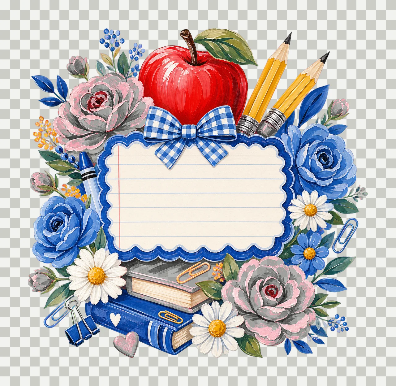 Floral Teacher Pencil Coquette Back To School Variation B transparency and detail preview thumbnail