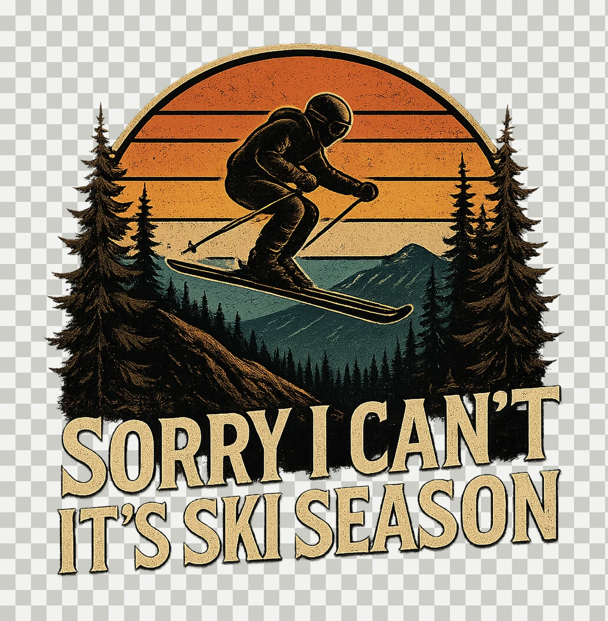 Sorry Can It Ski Season Skier Gift Design Winter Sports transparency and detail preview thumbnail