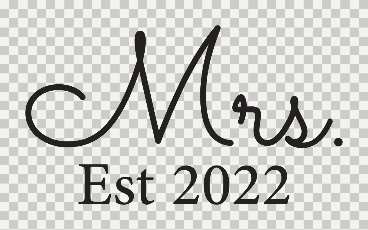 Mrs. Est 2022 Typography Design in black and white transparency and detail preview thumbnail