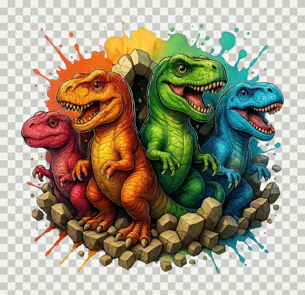 3D Dinosaurs Cute Dinosaur Kids Design Colorful Dino transparency and detail preview thumbnail