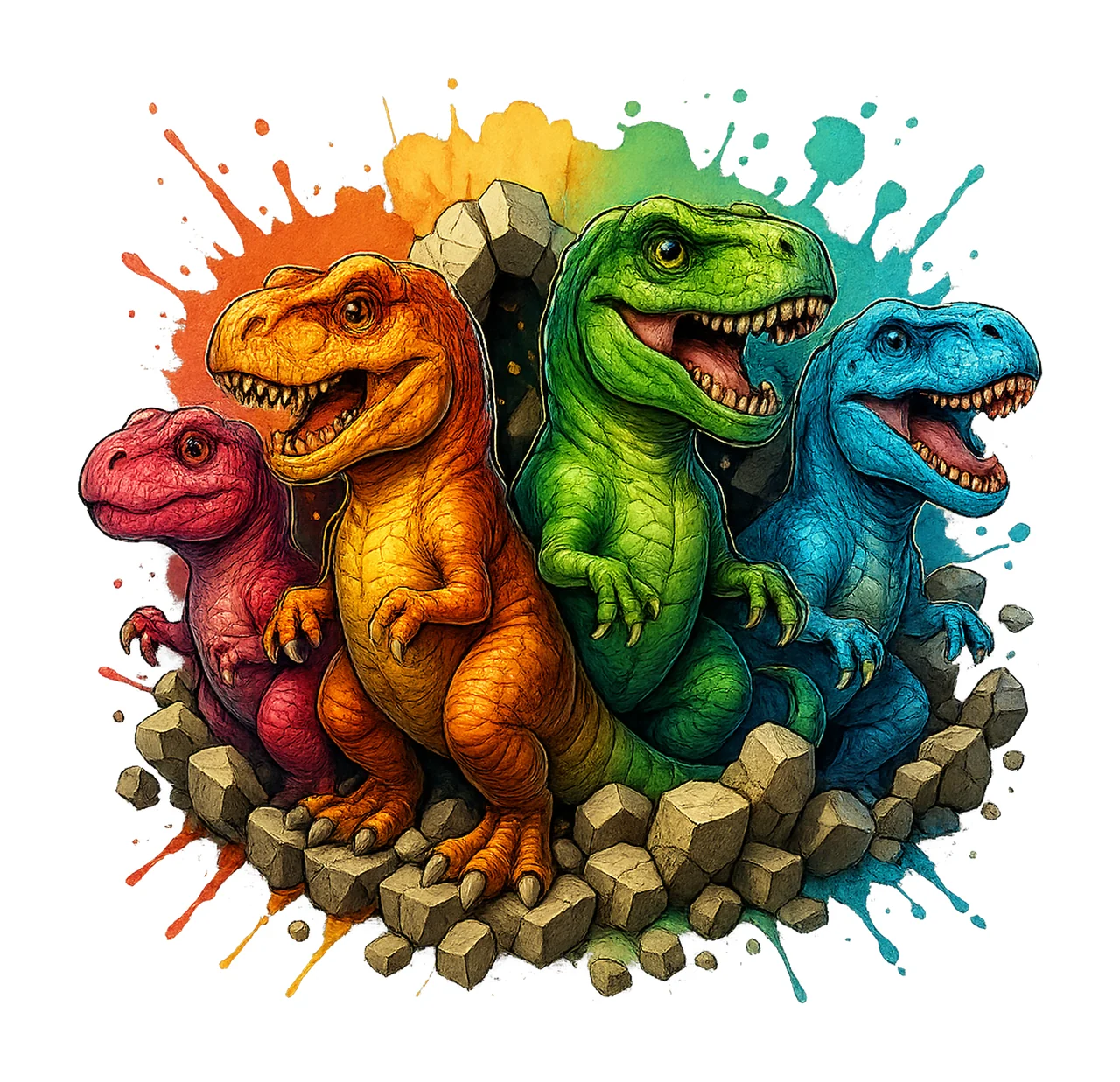 3D Dinosaurs Cute Dinosaur Kids Design Colorful Dino