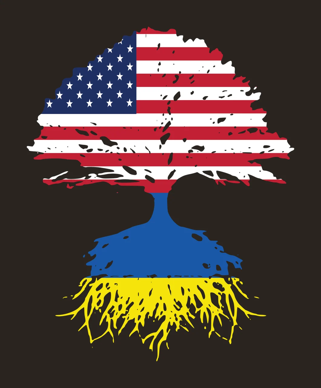 Tree Silhouette With Flag Pattern growing star stripe root contrast preview thumbnail