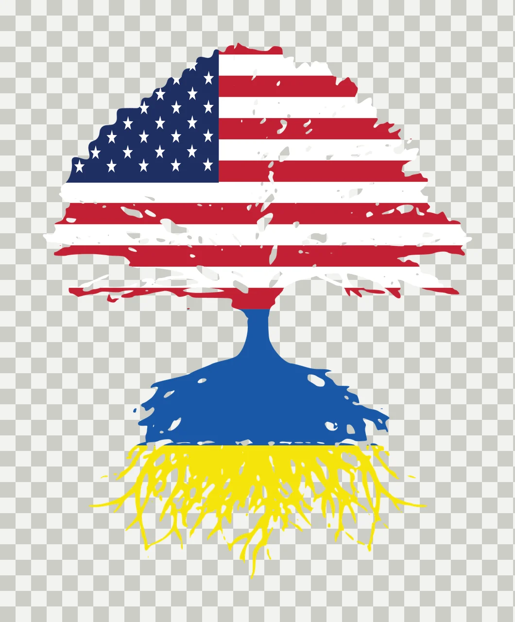 Tree Silhouette With Flag Pattern growing star stripe root transparency and detail preview thumbnail