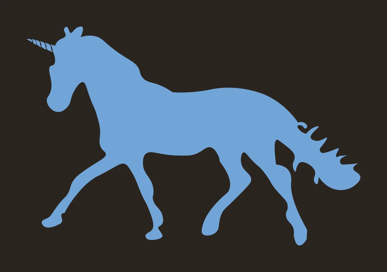 Unicorn Solid Black Silhouette Of A Walking horn tail legs contrast preview thumbnail