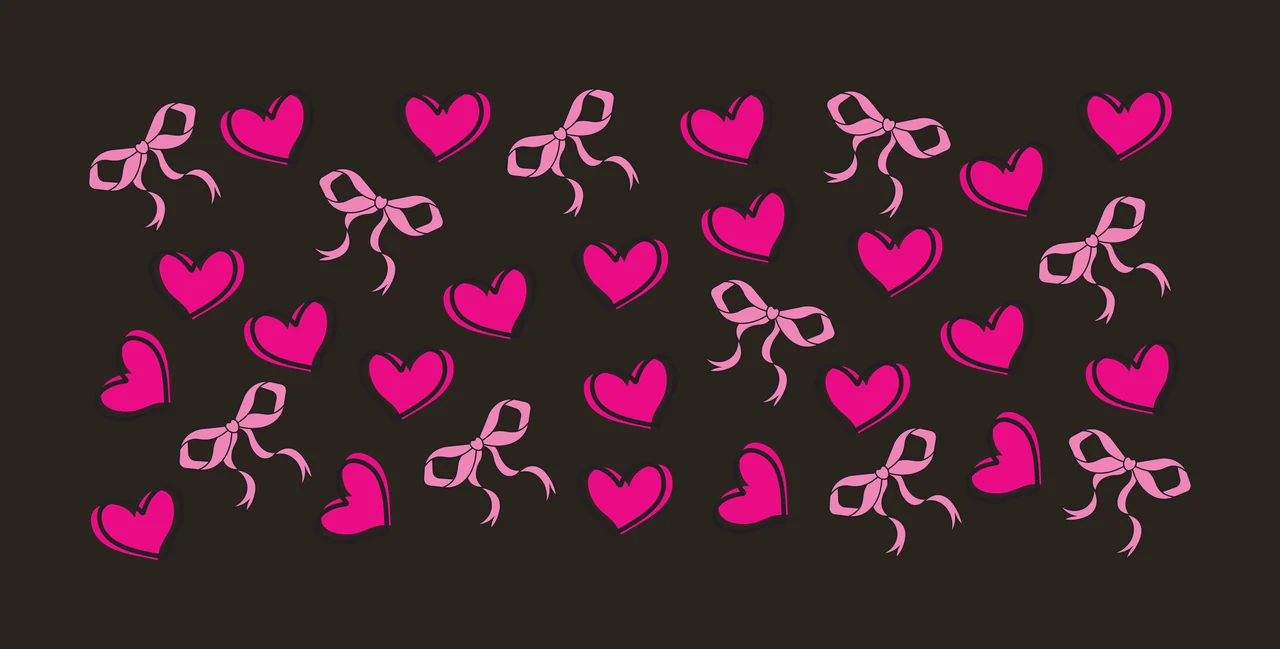 Can Glass Wrap Hearts And Bows Decorative Pattern line art contrast preview thumbnail