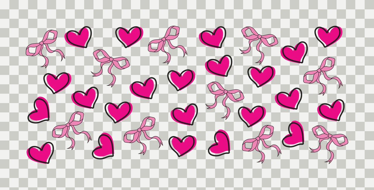 Can Glass Wrap Hearts And Bows Decorative Pattern line art transparency and detail preview thumbnail