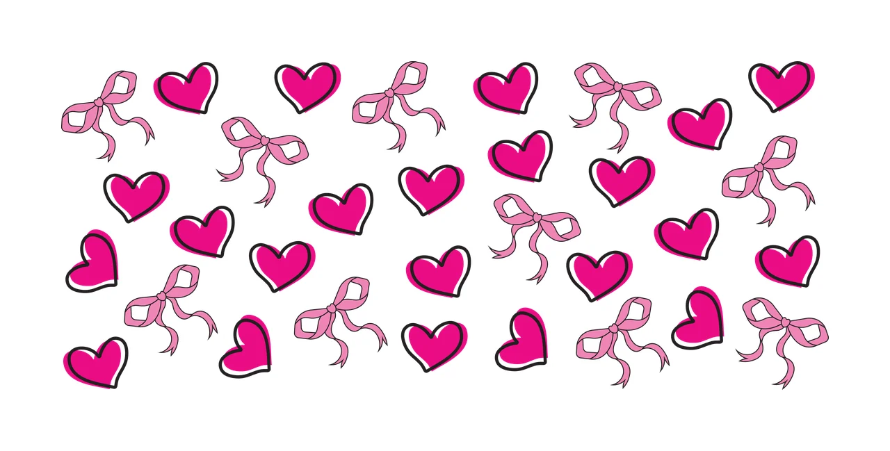 Can Glass Wrap Hearts And Bows Decorative Pattern line art