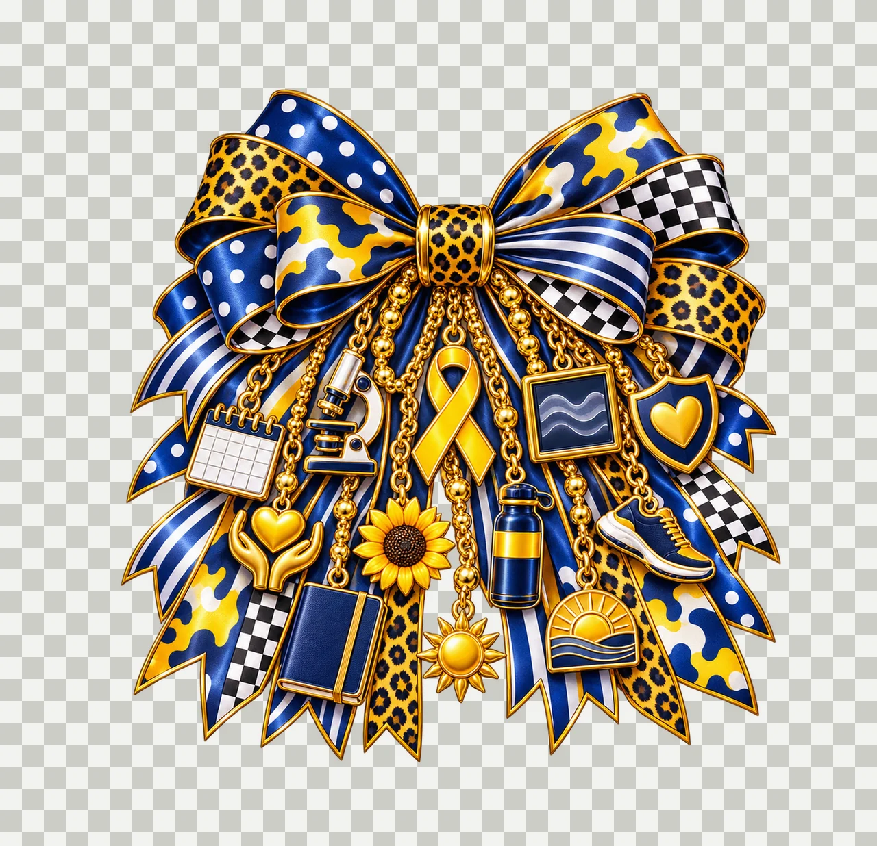 Sarcoma Awareness Bow Charm PNG, Gold Chain Charms, Transparent Sublimation Design, Digital Download transparency and detail preview thumbnail