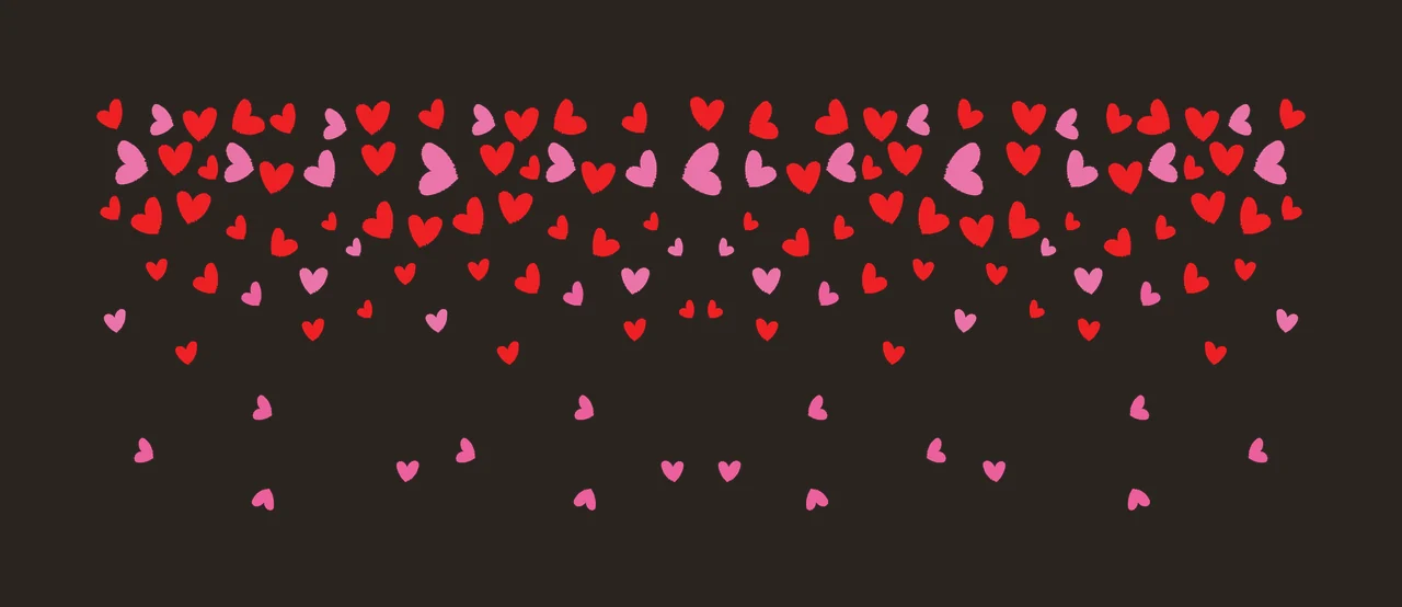 Heart confetti pattern Illustration with red hearts, pink hearts and white background contrast preview thumbnail