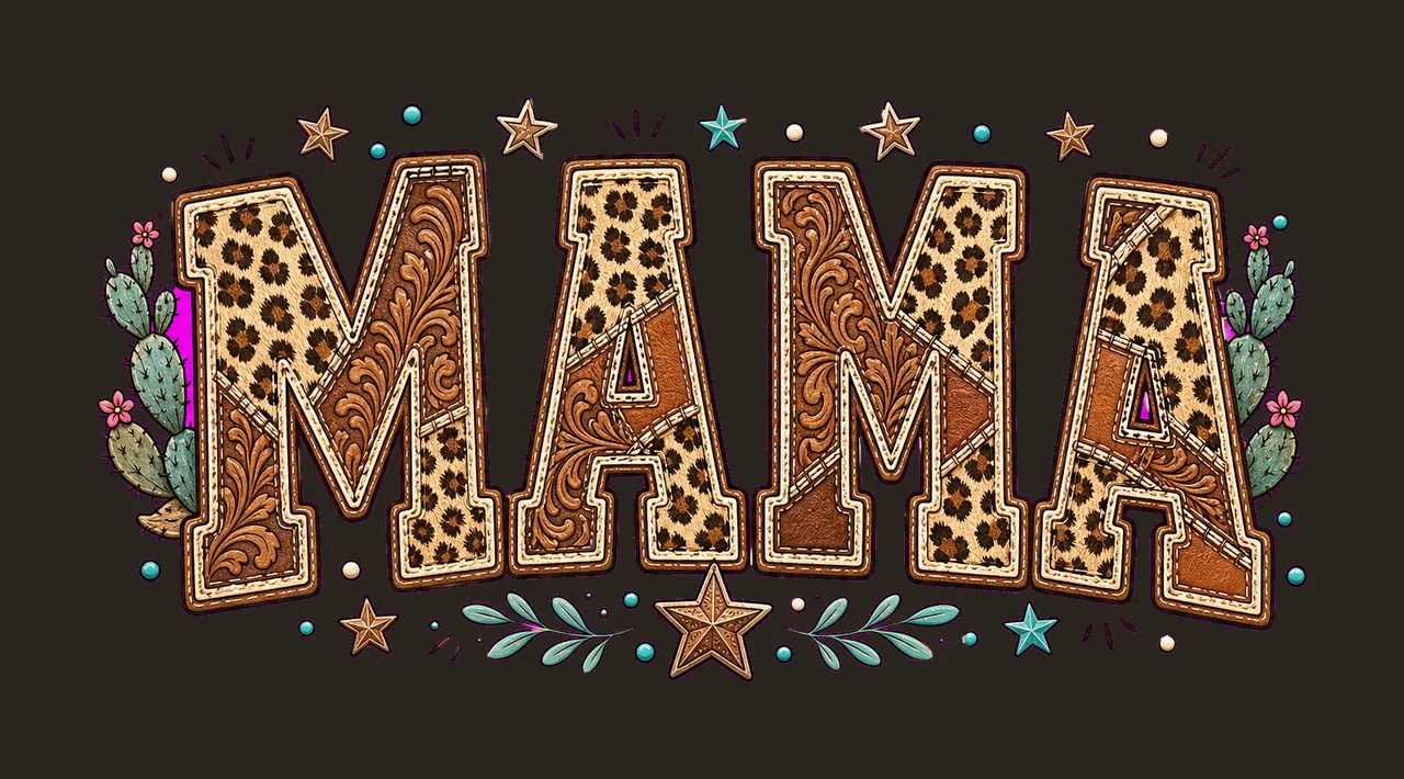 Western Mama Sublimation Shirt Cowgirl Leopard Block Letters contrast preview thumbnail